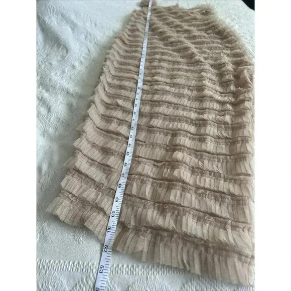 NWT Kimchi Blue Urban Outfitters Rita Ruffle Rose Dress Sheer Beige Tule Size M - Picture 9 of 16